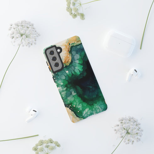 Green Geode in Watercolor - Impact Resistant Phone Case